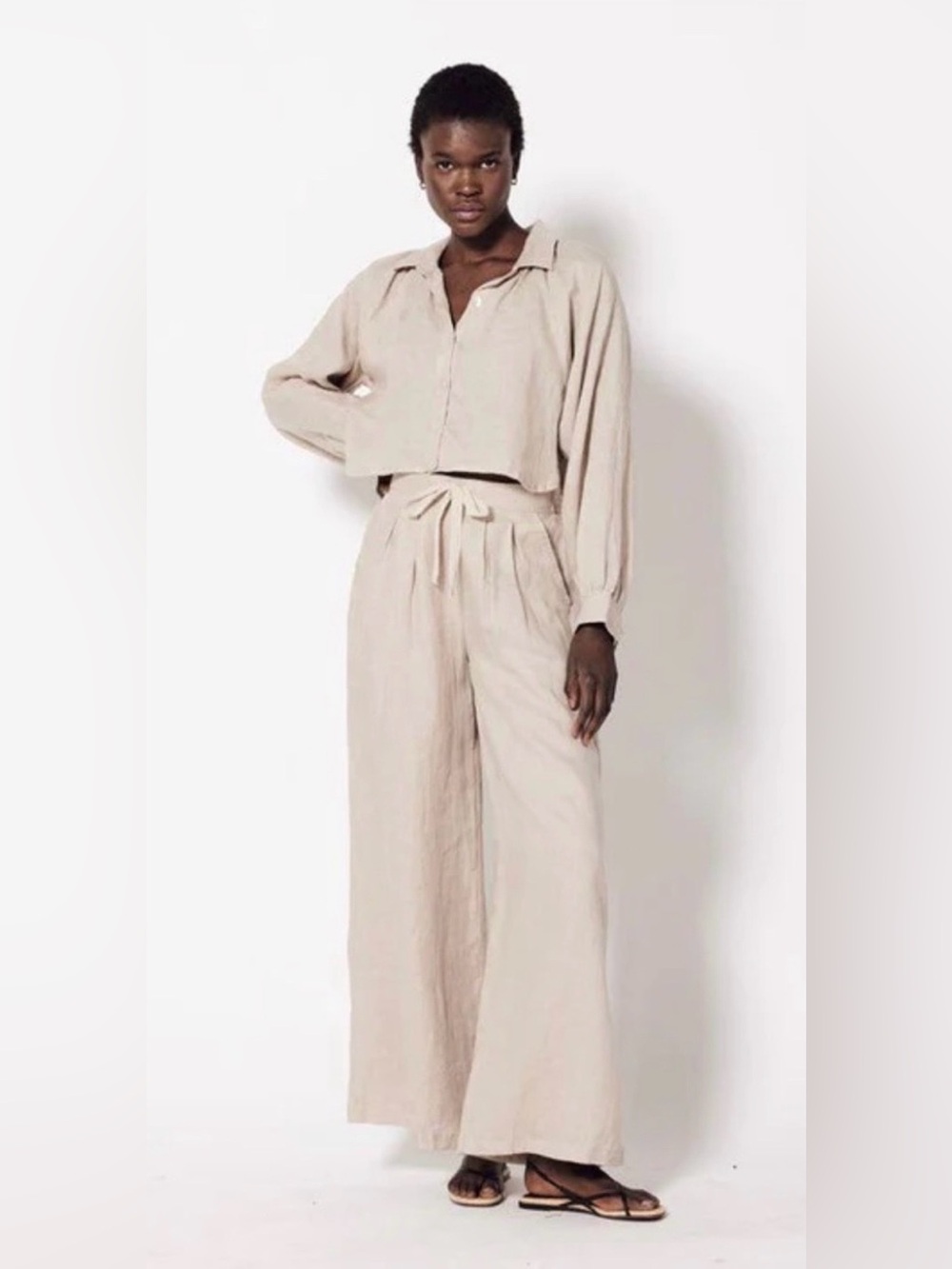 CLEOBELLA - Lovina 100% Linen Wide Leg Pants Size S